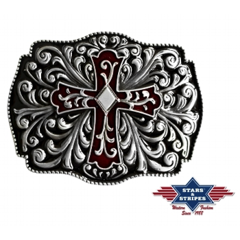 Belt Buckle - Floral Cross